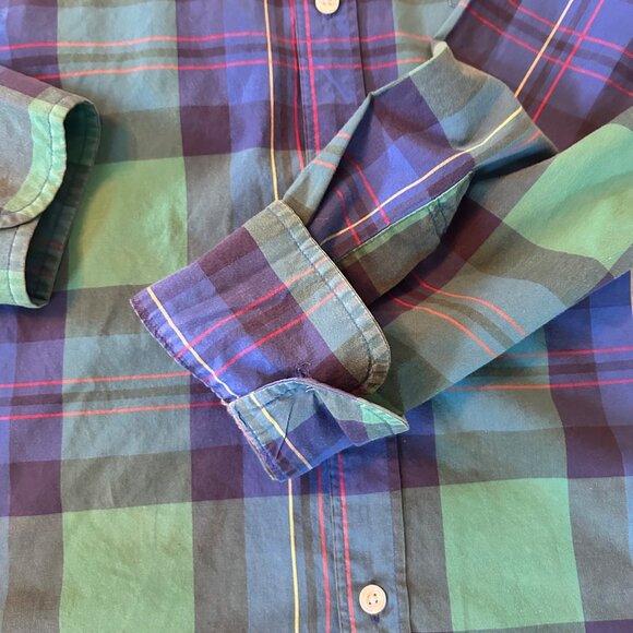 J. Crew Tartan Plaid Green & Blue Preppy Button Down Shirt XL - Picture 5 of 7